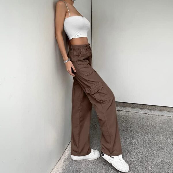 Lepunuo Cargo Pants for Women High Waisted Casual Pants Baggy Stretchy Wide Leg Y2K Streetwear with 6 Pockets - Image 7