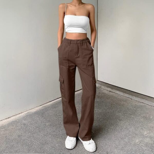 Lepunuo Cargo Pants for Women High Waisted Casual Pants Baggy Stretchy Wide Leg Y2K Streetwear with 6 Pockets - Image 2