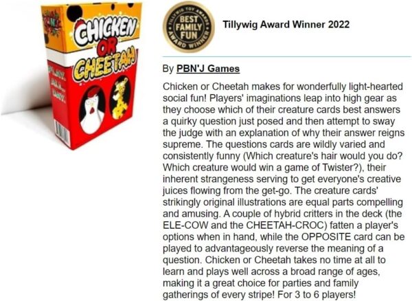 PBN'J Games LLC Chicken or Cheetah - New Fun Family Card Game for Ages 4 to 104! Which Creature's Teeth Would You Brush? A Crocodile or a Piranha? - Image 8